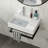 Wall-Mounted Rectangular Ceramic Sink, Bathroom Sink With Black Towel Bar And Faucet Hole