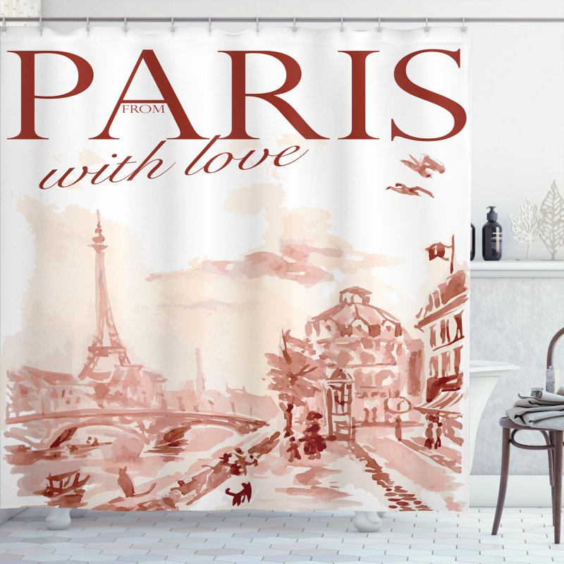 Ensemble de rideau de douche et crochets paris, H 69 po x l 105 po