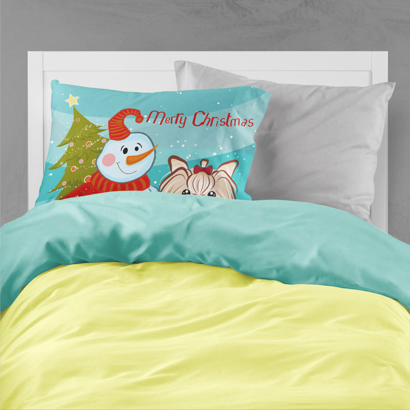  Taie d'oreiller bonhomme de neige avec Jack Russell Terrier, Yorkshire Terrier Yorkie