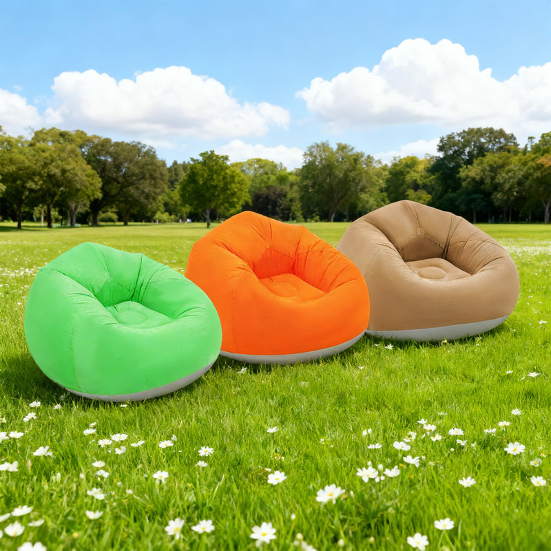 6Pcs Adults Portable Bean Bag Inflatable Lazy Sofa Chairs With Air Pump For Reading Camping Orange, Orange