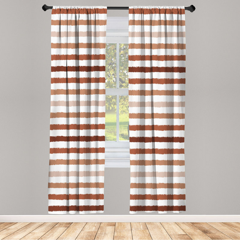 Microfiber Floral Semi-Sheer Rod Pocket Curtain Panels, 28" W x 63" L, Brown