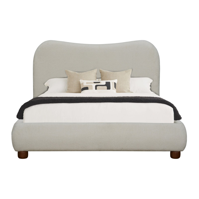 Lit plateforme grand lit 1pc avec tête de lit courbée et pieds en bois