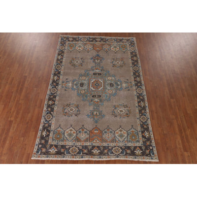 Brown Geometric Traditional Living Room Rug 6x10