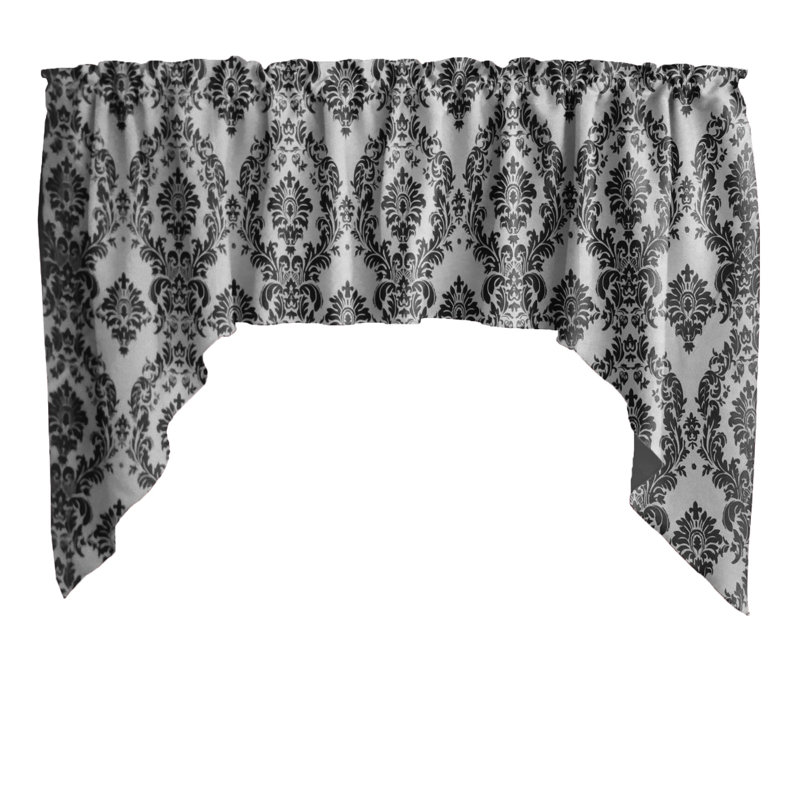 Cantonnière damas, Noir / blanc
