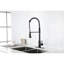 Robinet de lavabo industriel avec robinet escamotable noir mat en acier inoxydable commercial noir, bec rotatif à 360 °