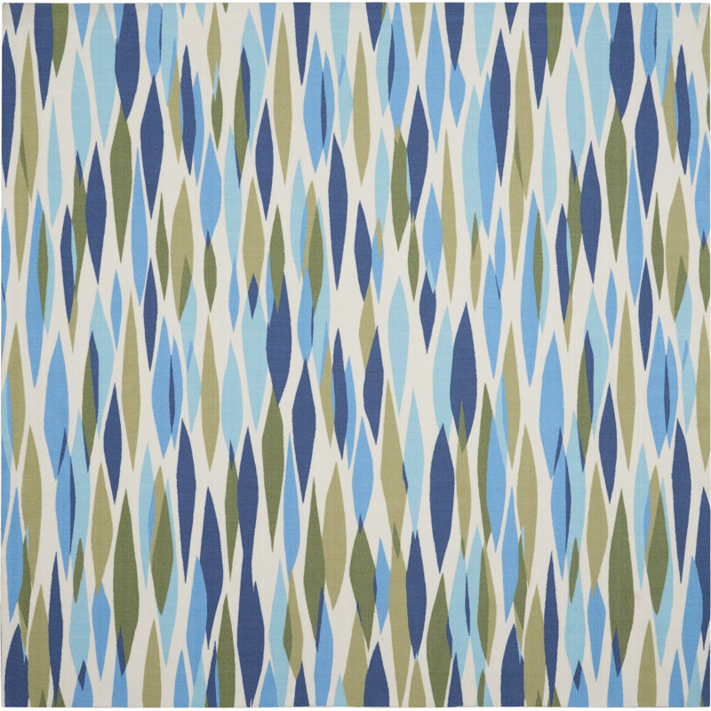 Tapis abstrait bleu d'intérieur / extérieur Longwell, Carré 5 pi 3 po