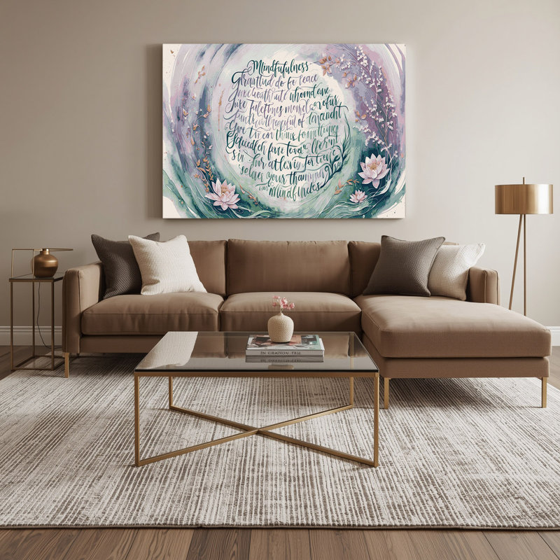 «Thanksgiving Mindfulness gratitude messages», art mural sur toile grise, H 11 po x l 14 po