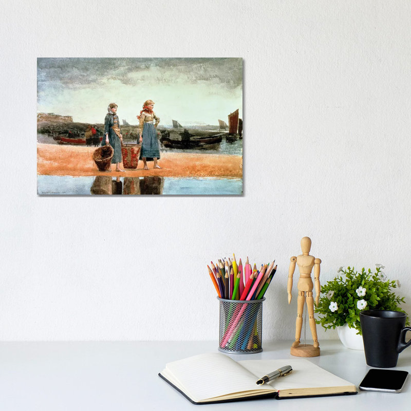 Two Girls On The Beach, Tynemouth, 1891 by Winslow Homer - Wrapped Canvas Gallery-Wrapped Canvas Giclée