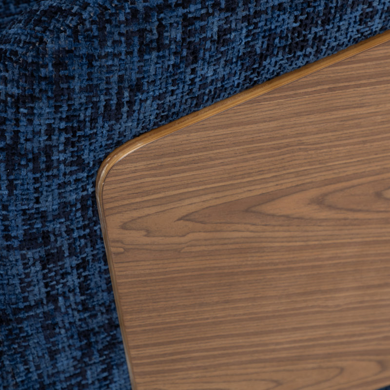Andretta Linen Swivel Barrel Chair, Dark Blue Linen