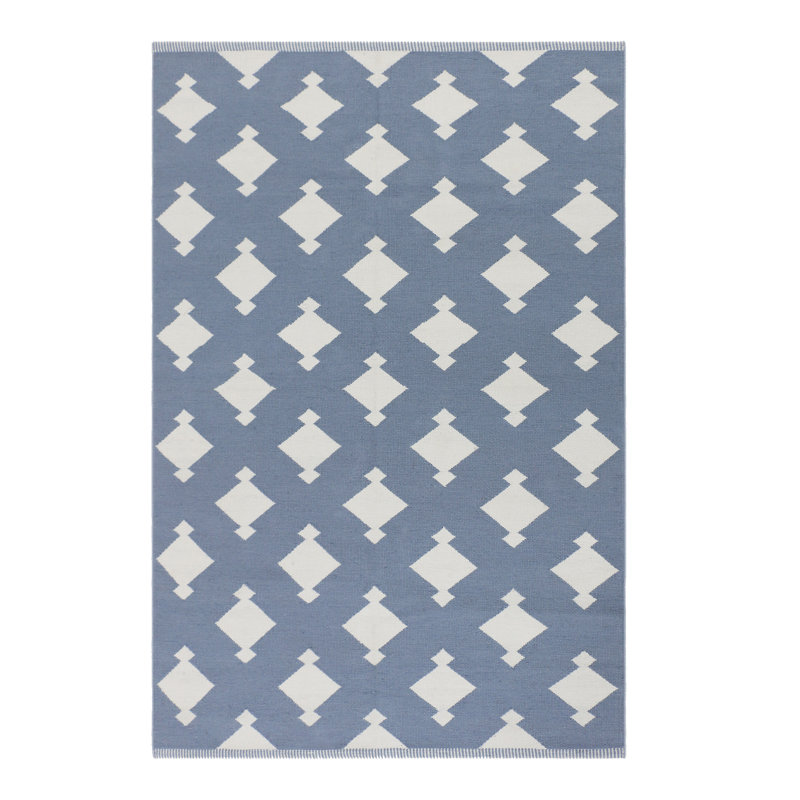 Geometric Area Rug in Blue/Ivory, Rectangle 10' x 14'