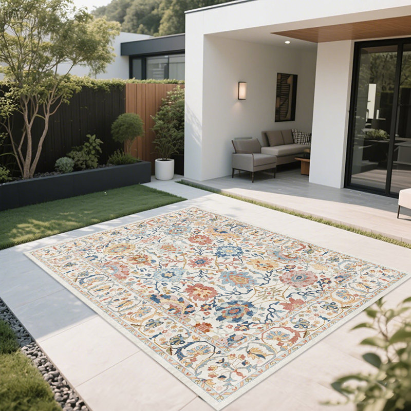 Vintage Patterned Area Rug with Non-Slip Rubber Backing, Innovative Textured Surface Decorative Carpet for Living Room, Bedroom, Dining Room - Durable Fade-Resistant Floor Mat