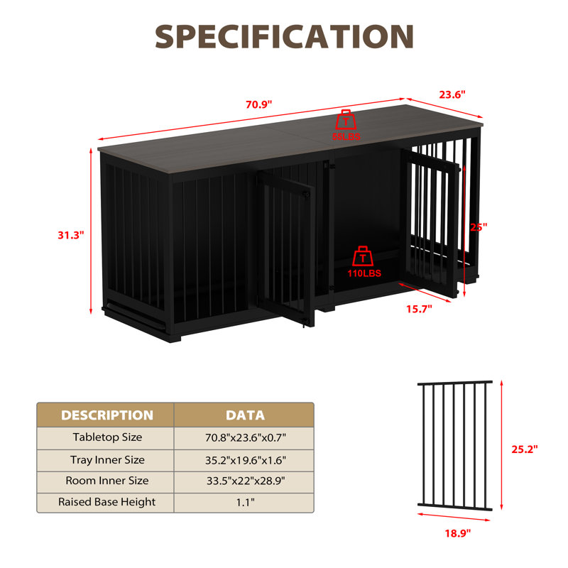 Cage pour chien Dasjah, Noir