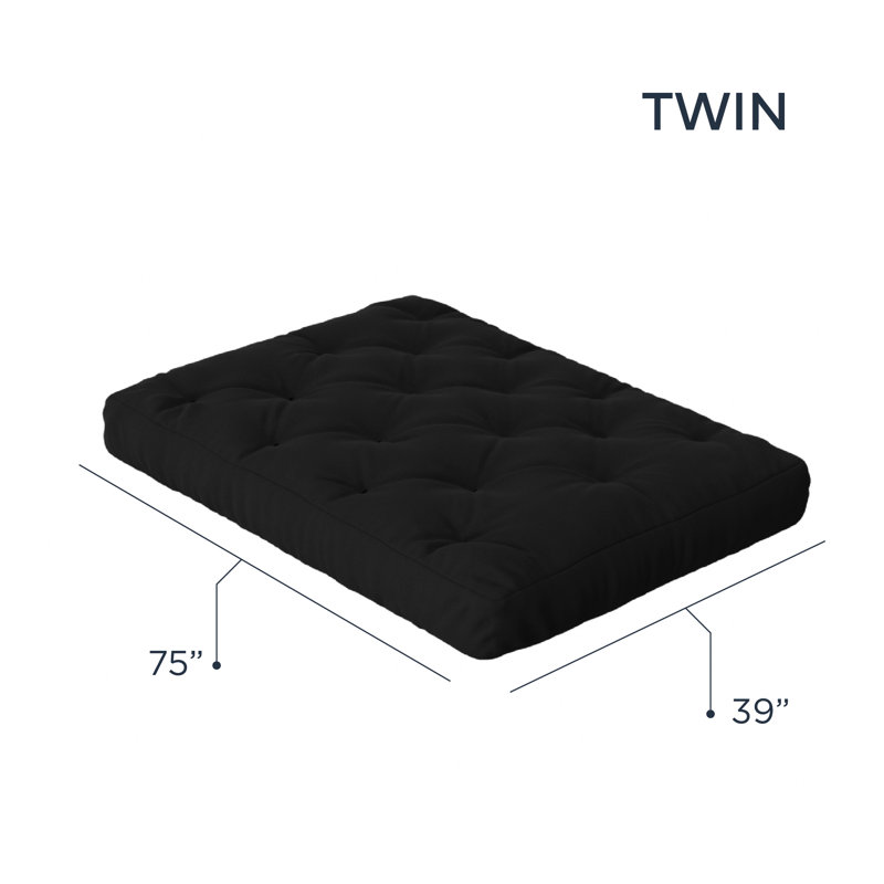 Matelas en mousse pour canapé-lit Futon de Lipson - , certifié CertiPUR-US, sans cadre, 8", Simple, Noir