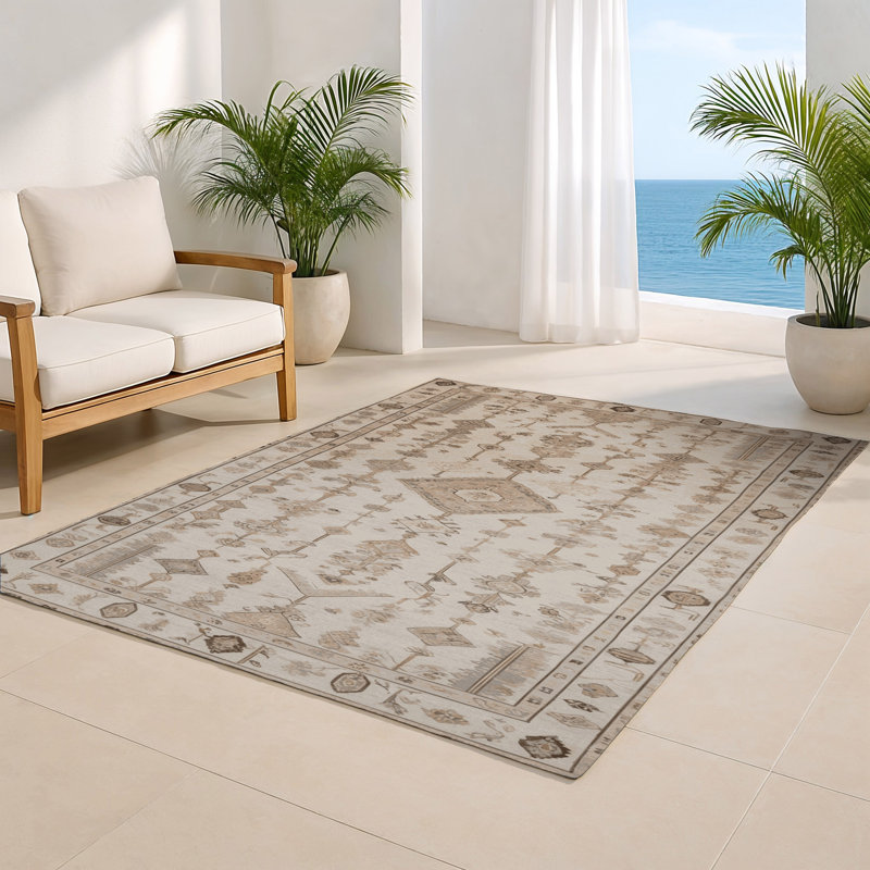 Tapis turc intérieur / extérieur beige, Rectangle 4pi x 6 pi