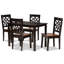 Ensemble de salle à manger 5 pièces Annorah en bois brun foncé et brun noyer, H 37,4 po x l 17,9 po x P 19,9 po-791202034-791202035-692721989