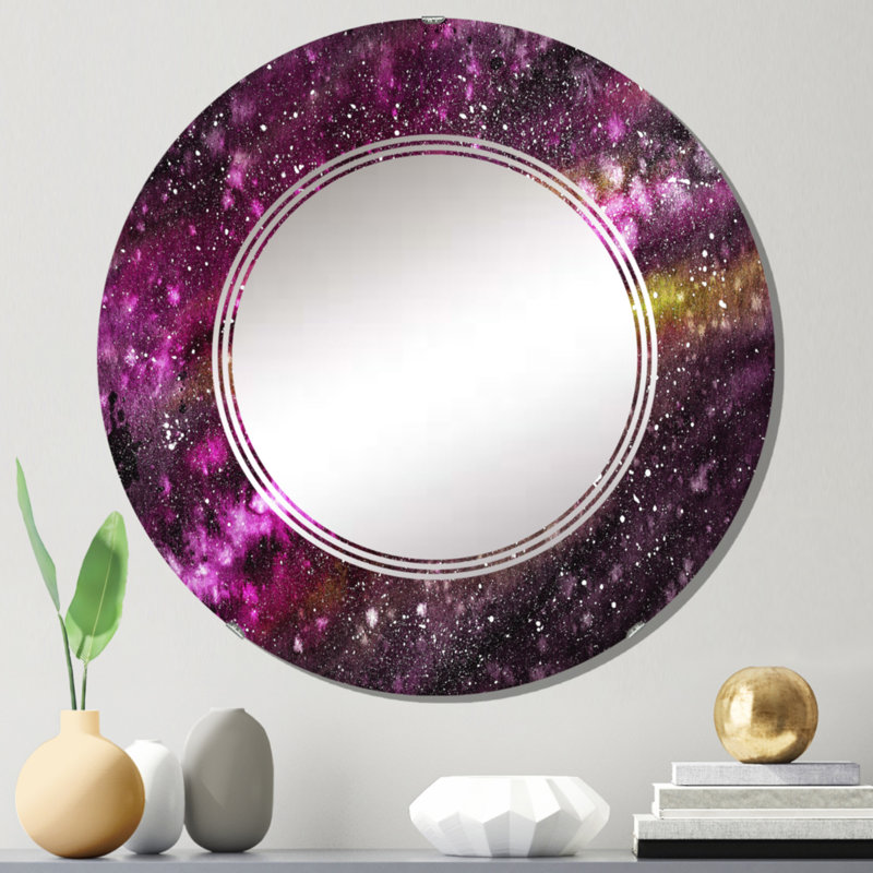 Espace avec voie laiteuse, beaucoup d'étoiles - miroir mural rond, 24 po x 24 po