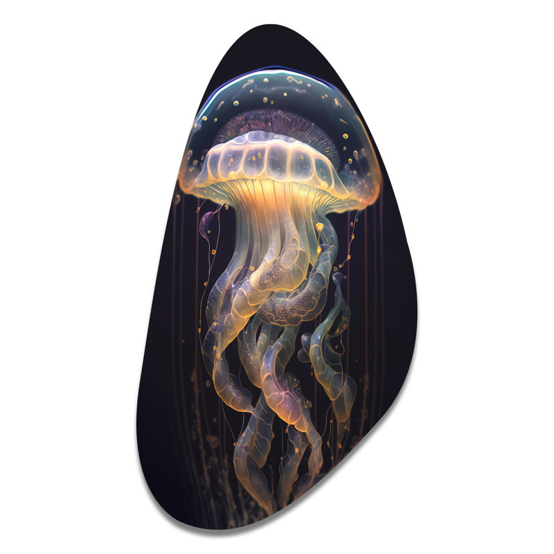 Art mural asymétrique en métal Jellyfish III, H 39 po x l 21 po
