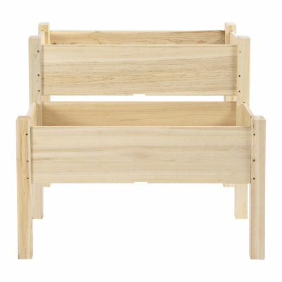 Raised Garden Bed, 2-Tier Elevated Wood Planter Box For Backyard, Patio