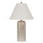 Polyresin Table Lamp with Linen Shade, Brown Marble
