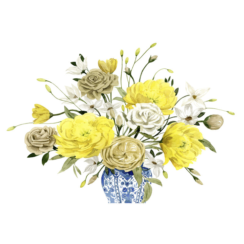 Jaune et bouquet d'ultramarine III, H 20 po x l 30 po x P 1,25 po