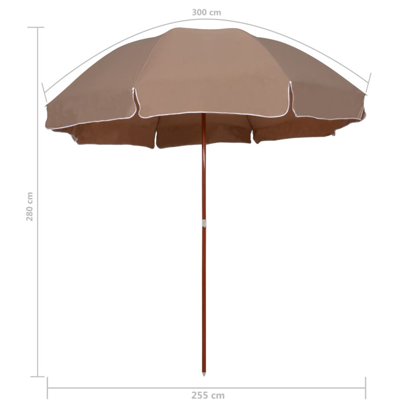 Coen 255cm Beach Parasol, Taupe