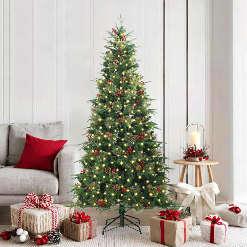 Artificial Hinged Christmas Tree PE and PVC, Green, 5.91' H