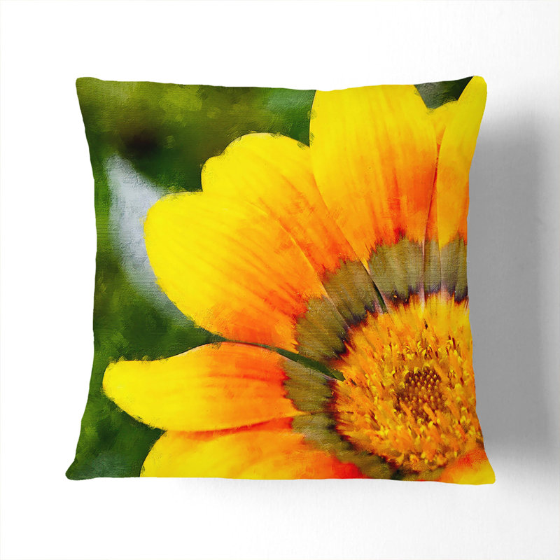 Bright Yellow Flower Painting Square Throw Cushion, 40cm H x 40cm W x 15cm D