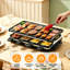 1300W Electric Tabletop Grill, 2‑in‑1 Reversible Griddle Plate with 8 Mini Non‑Stick Pans, UK Plug Indoor BBQ Raclette Grill for Family Party
