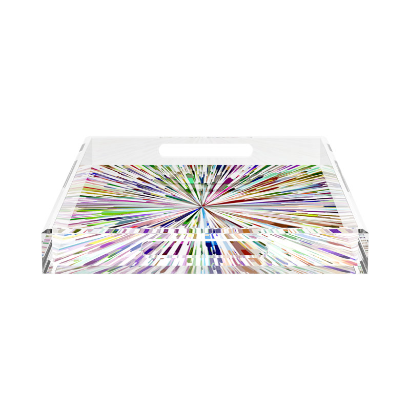 Fireworks Acrylic Rectangle Decorative Tray, White, 2" H x 22.5" W x 14.5" D