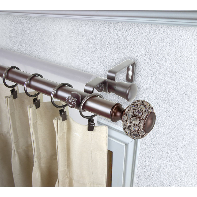 Tringle à rideaux double réglable Matias, H 2,75 po x l 120 po x P 6,75 po, Bronze