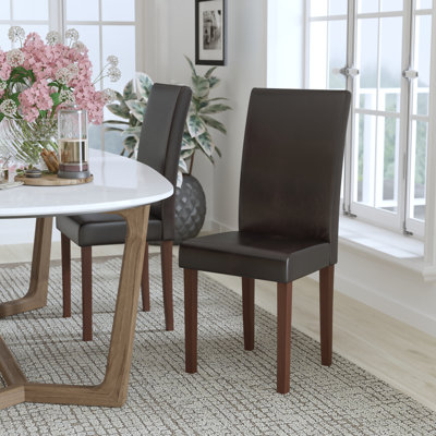 Arruda Upholstered Parsons Chairs-Panel Stitching by Willa Arlo Interiors