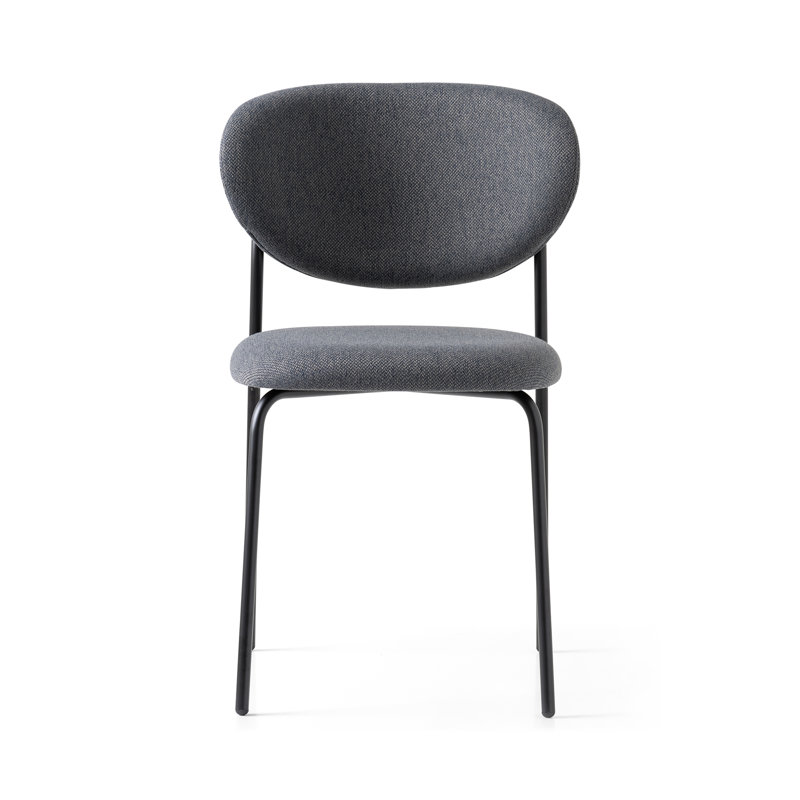 Cozy Upholstered Chair with Metal Frame, Burgundy, Matt Black