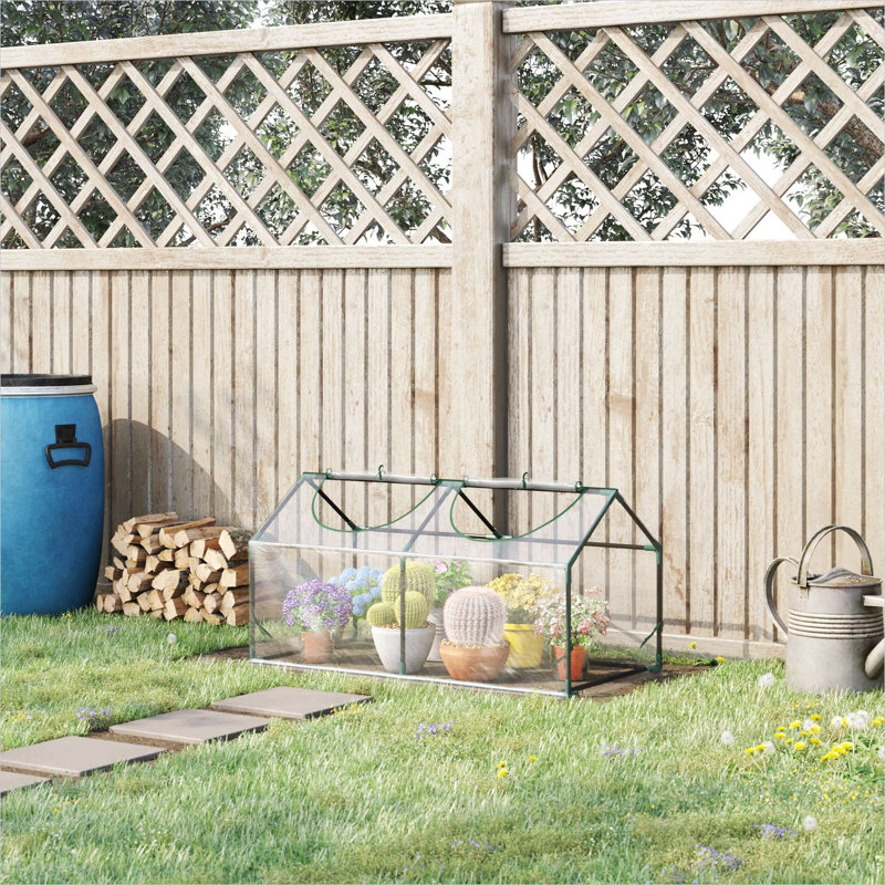 Serre transparente avec design fonctionnel pour l'extérieur, 46,8 x 24 x 24 po, PVC et acier