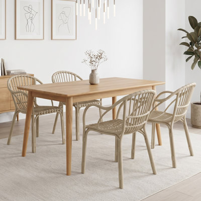 Stackable Outdoor Dining Chair, No-Assembly Rattan-Style Plastic Armchair for Kitchen Balcony Bistro Backyard Garden Poolside