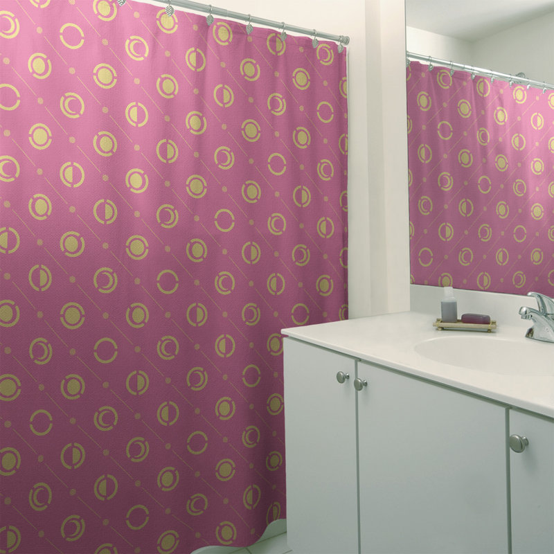 Rideau de douche à phases simples classic moon Noira Gothard, Rose / Jaune