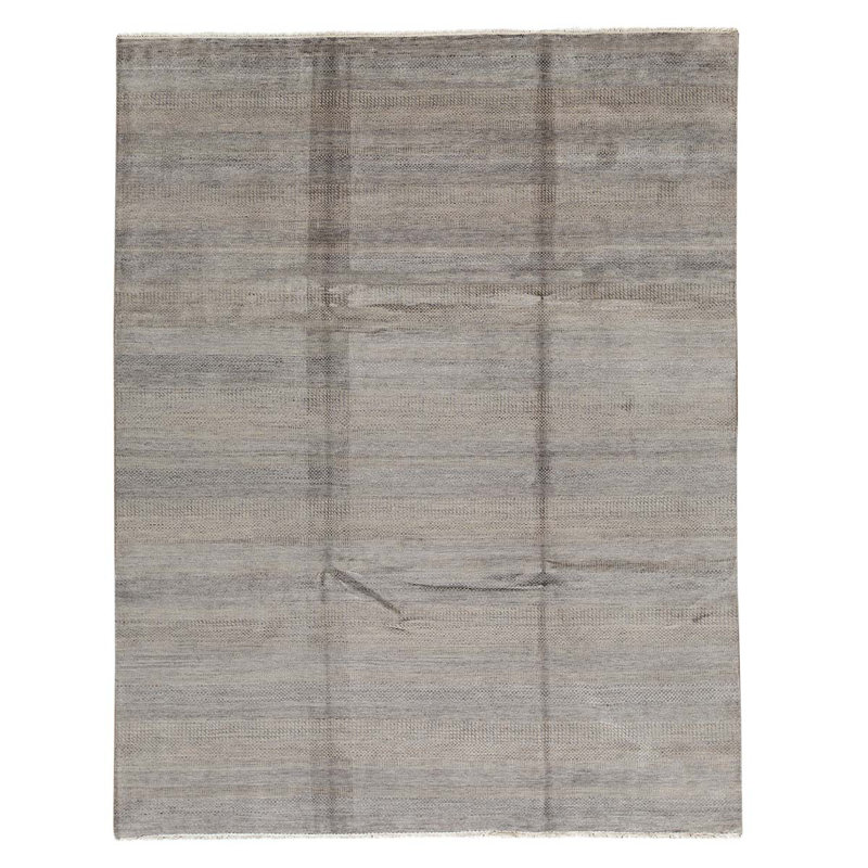 Tapis gris clair noué à la main de haute qualité