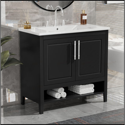 Meuble-lavabo de 36 po avec panneau de fibres à densité moyenne et lavabo