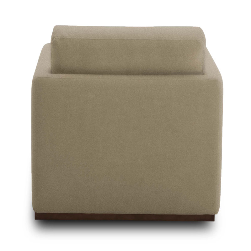 Fauteuil pivotant rembourré avec coussins réversibles Bobbi, Velours sable Vesper