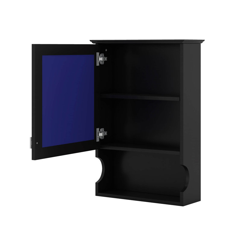 Armoire de rangement murale avec miroir, Noir