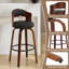 Ensemble de 2 tabourets pivotants à hauteur de bar, chaises de bar rotatives à 360 ° en bois massif avec dossier et siège rembourré en polyuréthane, capacité de 330 lb (hauteur de siège de 29 po)-402047012-402047962