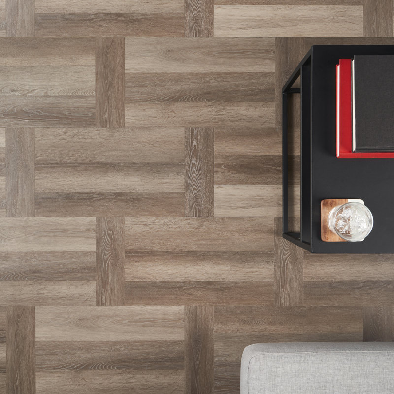 Chic Parquet 20 MIL 12 in. x 24 in. Click Lock Luxury Vinyl Tile, Medium Brown
