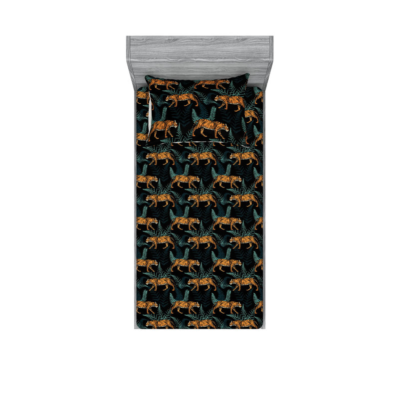 Ensemble de 2 taies décoratives Ambesonne, Ensemble de draps pour lit simple avec 1 taie d'or