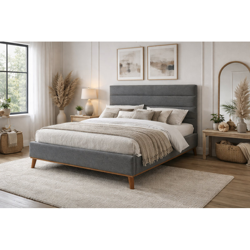 Grange Corner Upholstered Bed, Kingsize (5'), Light Grey
