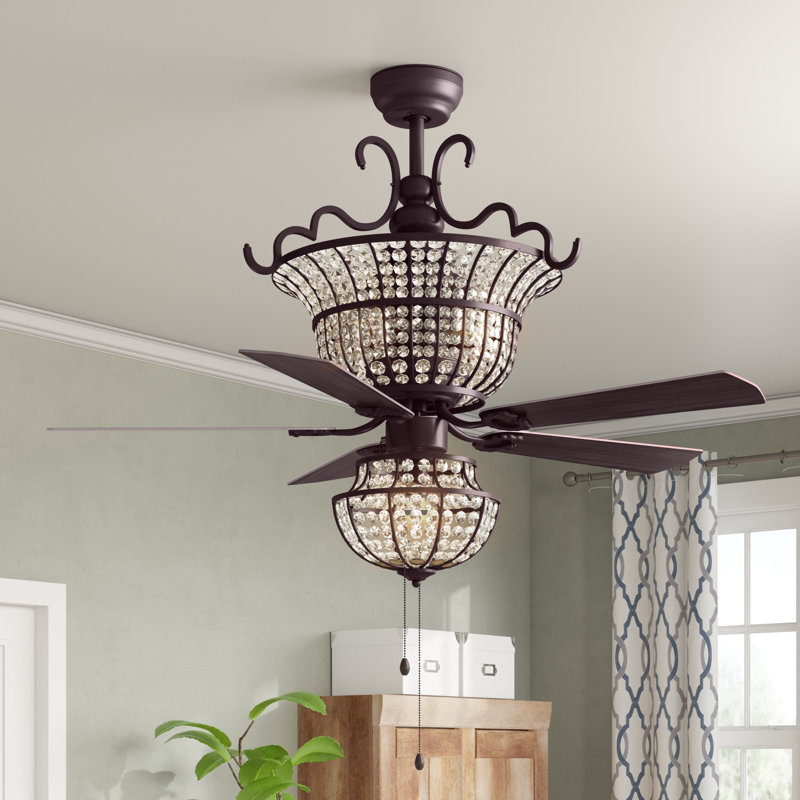Drumcullen 52'' Ceiling Fan with Light Kit, Pull Chains, Antique Bronze