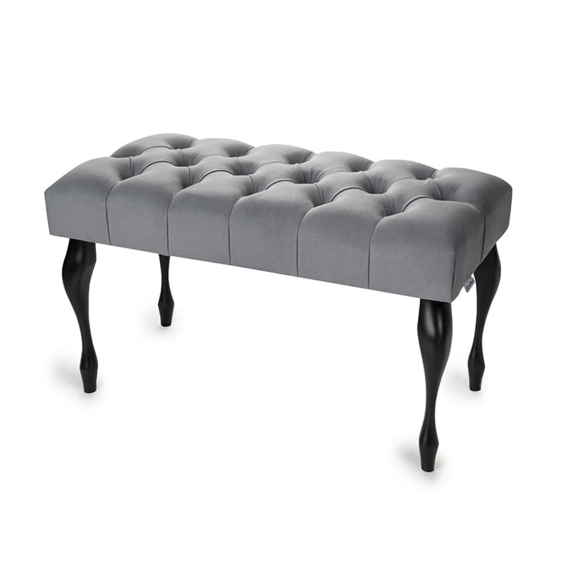 100% Polyester Upholstered Bench, Grey/Black, H40 x W60 x D40cm