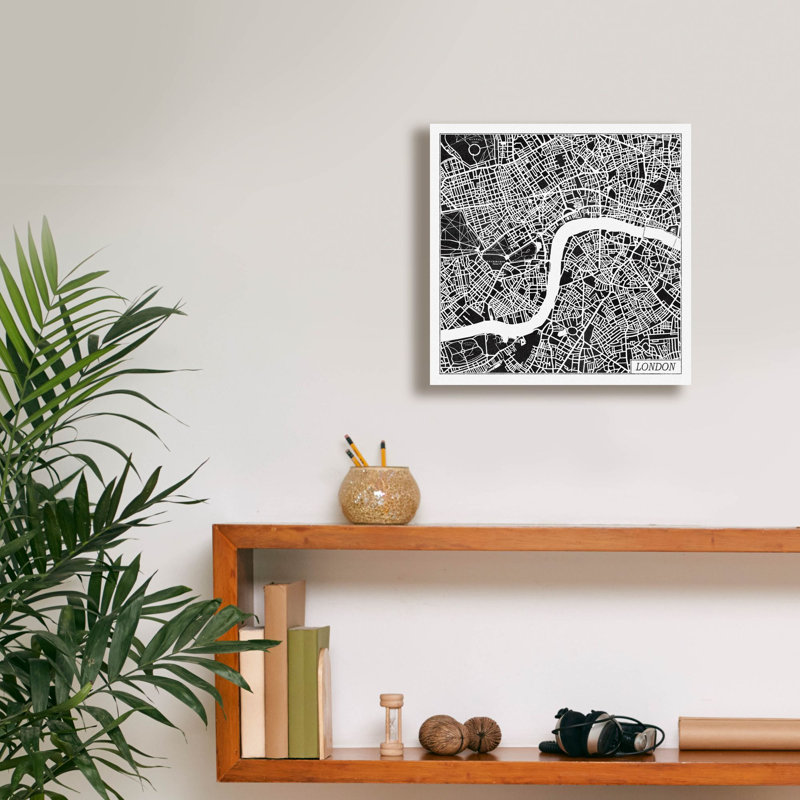 «London Map Black» par Laura Marshall, art mural sur toile