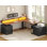 Bureau debout en L Farmhouse, bureau de direction à hauteur ajustable avec tiroirs 71 po x 73 po Farmhouse