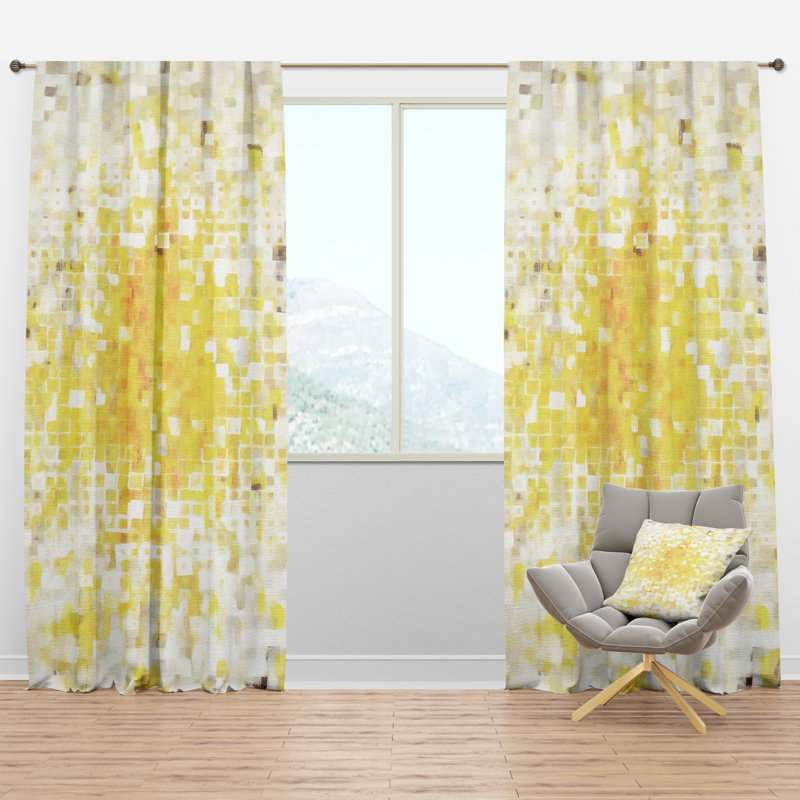 Paire de rideaux semi-transparents avec passe-tringle Abstract, L 52 po x L 84 po
