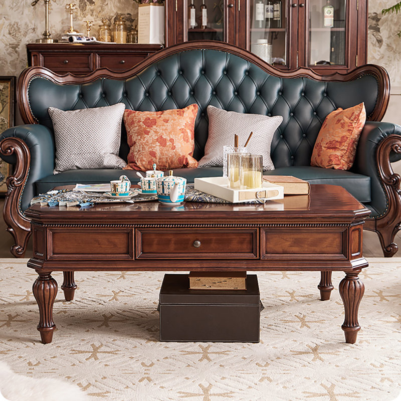 Classical all solid wood simple long coffee table
