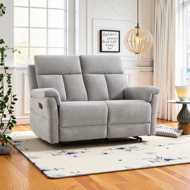 Canapé inclinable manuel en chenille de 57,5 po de largeur, Gris clair